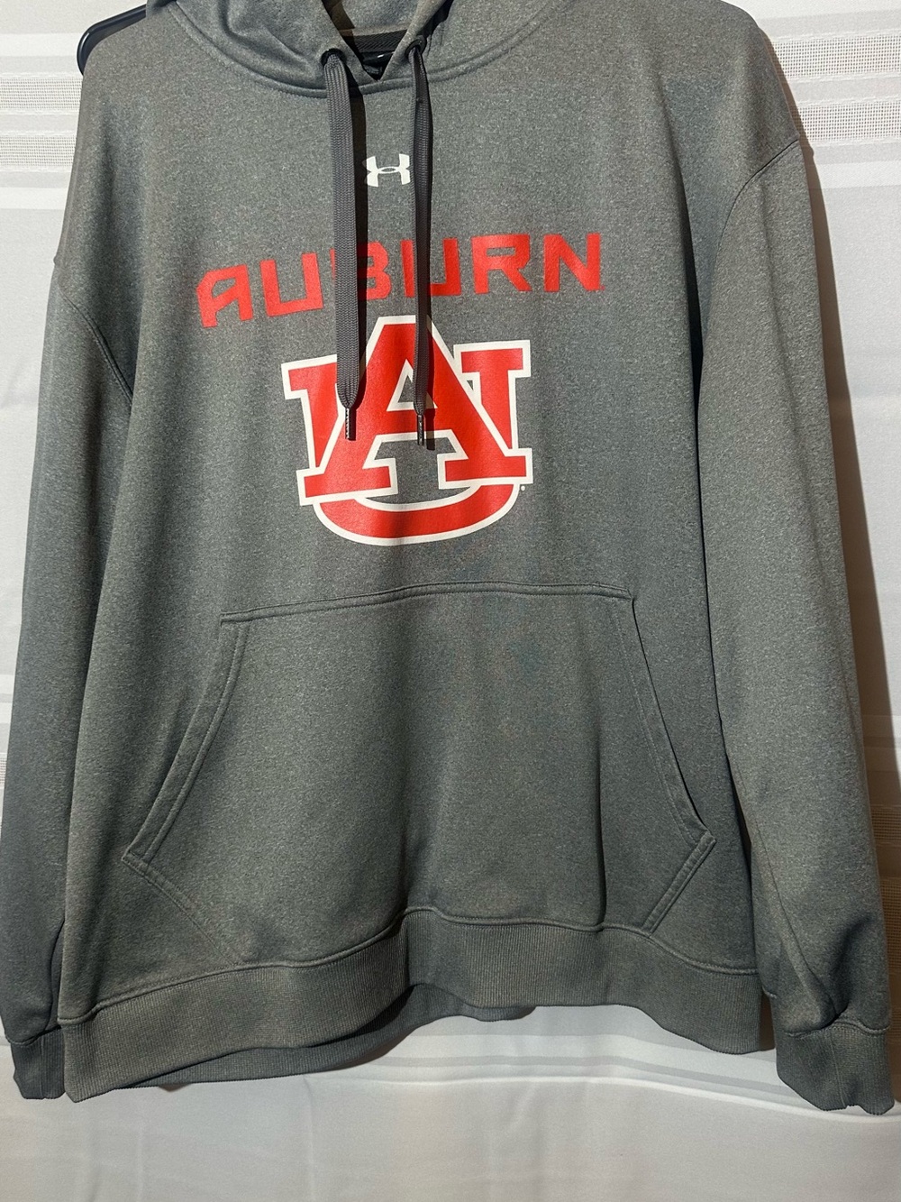 Under Armour Gray Pullover Hoodie with Red Auburn Logo